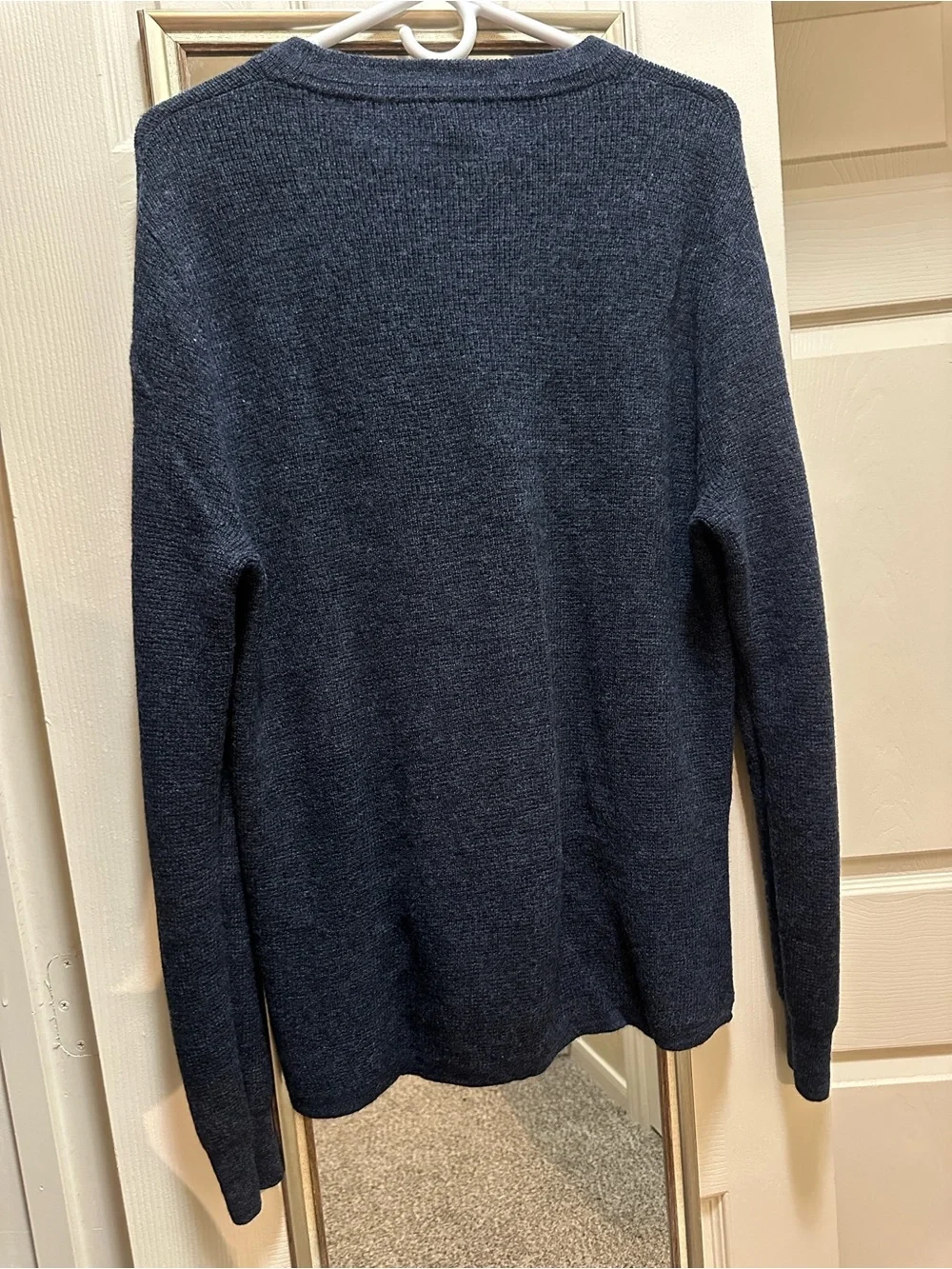 J. Crew Men’s Large 100 Percent Merino Wool Dark Blue Knit Sweater